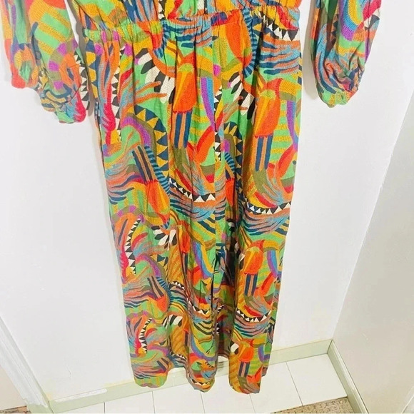 NEW Farm Rio Wide Leg Jumpsuit Anthropologie Tropical Print Linen Blend - Picture 14 of 14